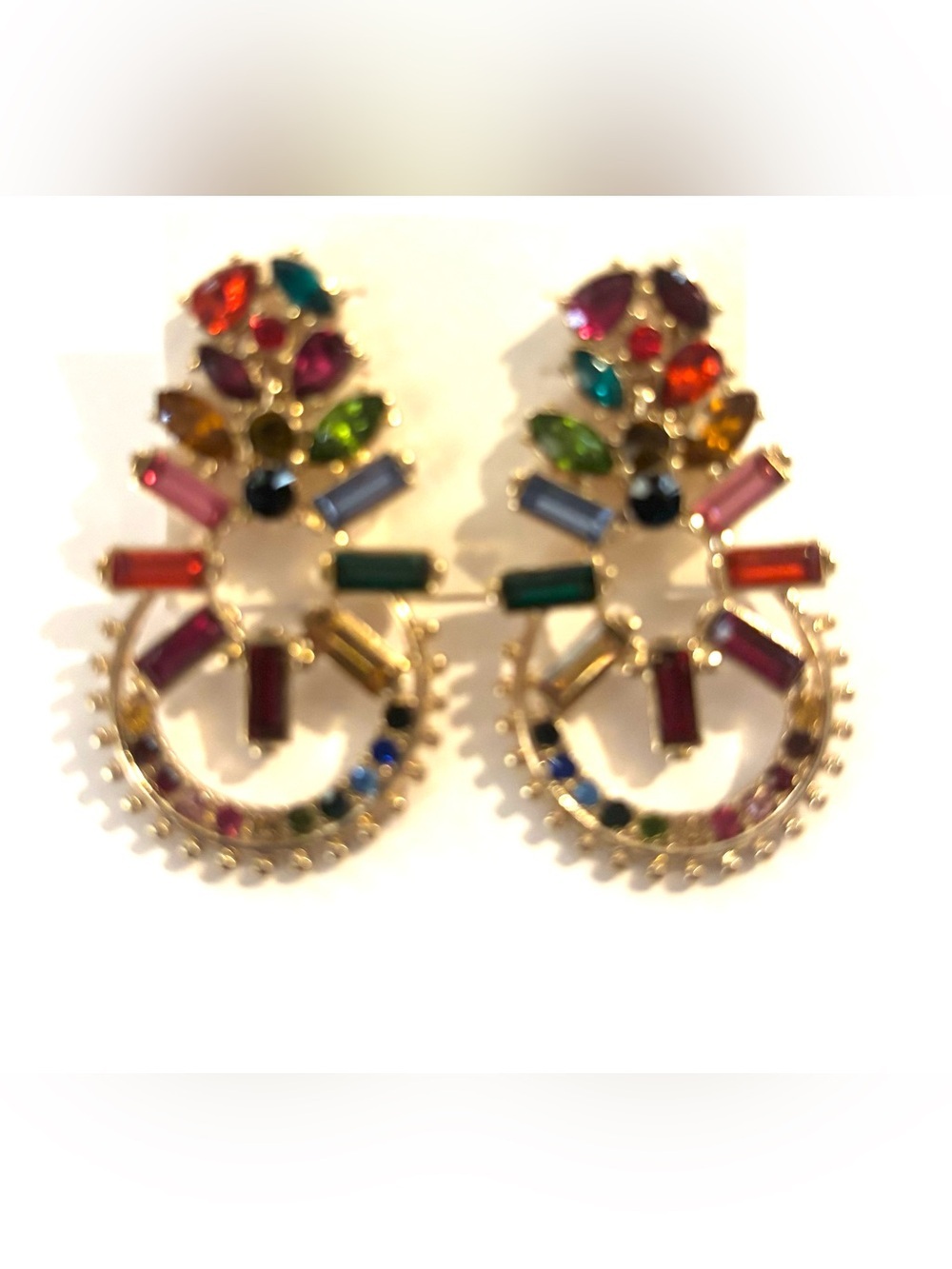 Fashion Jewelry Multicolor Crystal Hoop Drop Earrings